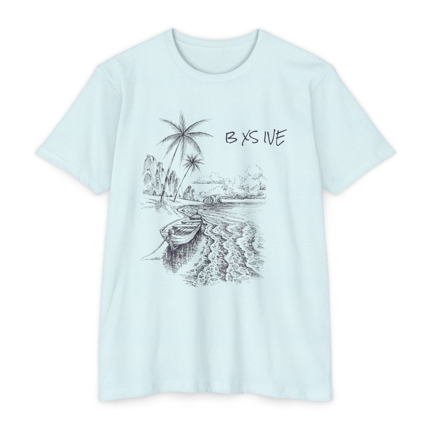 Serene Beach Scene Unisex CVC Jersey T-Shirt