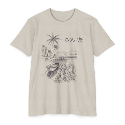 Serene Beach Scene Unisex CVC Jersey T-Shirt