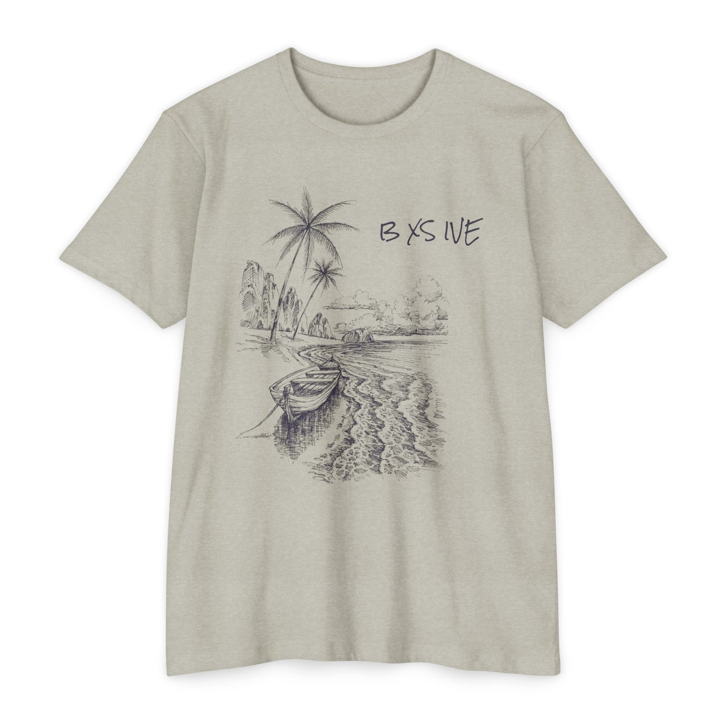 Serene Beach Scene Unisex CVC Jersey T-Shirt