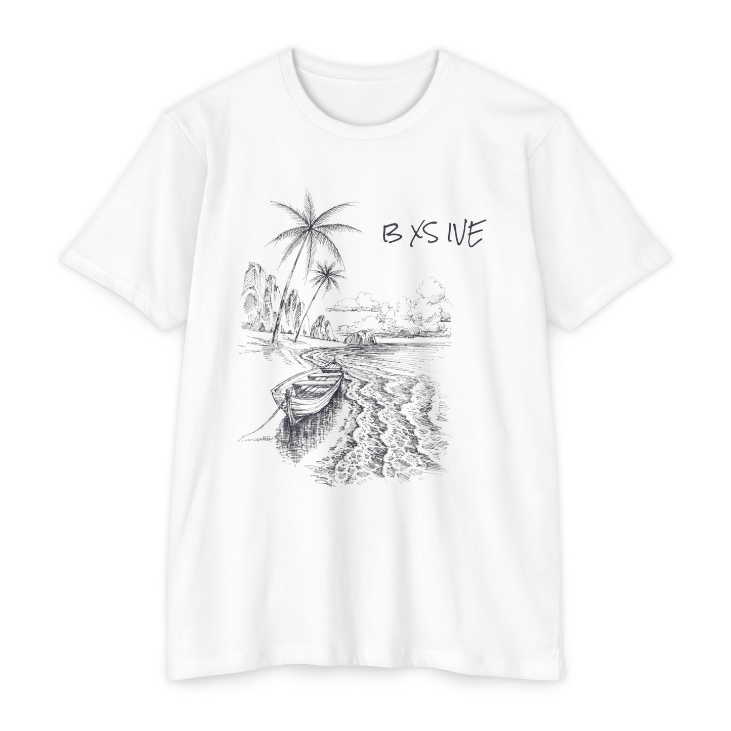 Serene Beach Scene Unisex CVC Jersey T-Shirt