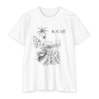 Serene Beach Scene Unisex CVC Jersey T-Shirt