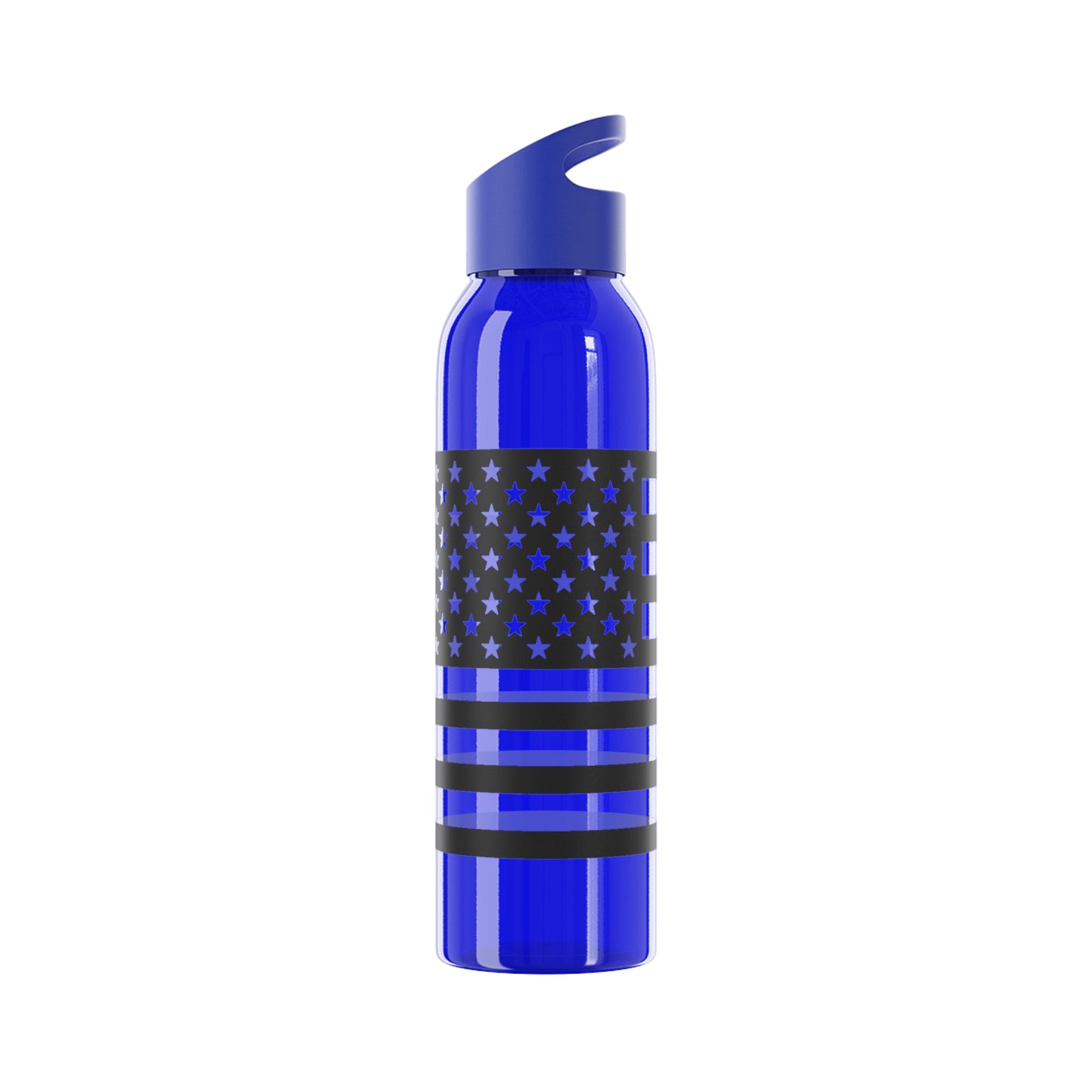 7 Colors: Patriotic Sky Water Bottle - Black and White American Flag Design