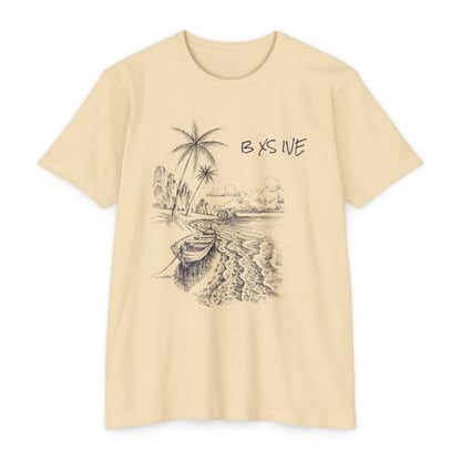 Serene Beach Scene Unisex CVC Jersey T-Shirt