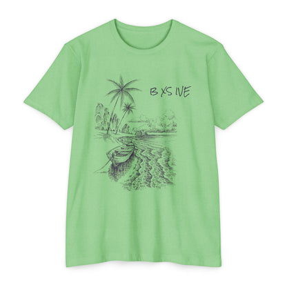 Serene Beach Scene Unisex CVC Jersey T-Shirt