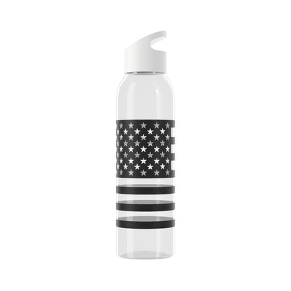 7 Colors: Patriotic Sky Water Bottle - Black and White American Flag Design