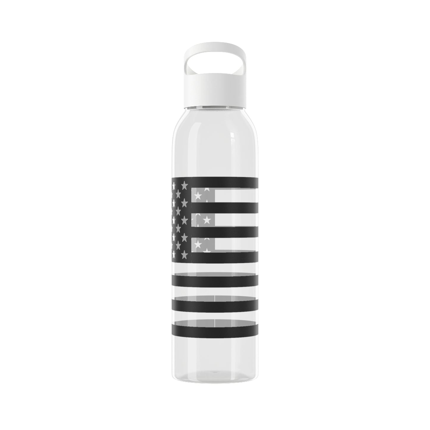 7 Colors: Patriotic Sky Water Bottle - Black and White American Flag Design